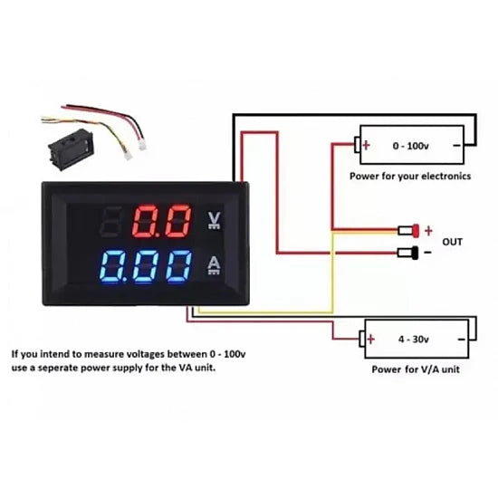 Digital Voltmeter (0–100V) & Ammeter (10A) Dual LED Display Module – Voltage & Current Meter