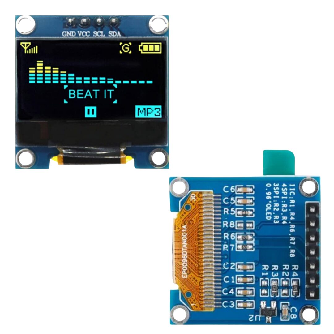 0.96 Inch OLED Display Module – I2C/IIC 128x64 Pixels (4-Pin GVSS) Monochrome Screen for Arduino, ESP32, Raspberry Pi & Embedded Systems
