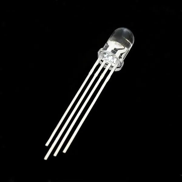 5mm Round RGB LED 4-Pin Through Hole White Diffused (Common Anode) – Pack of 20