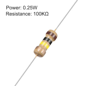 50 Pcs 100K Ohm 1/4 Watt Resistors – 5% Tolerance