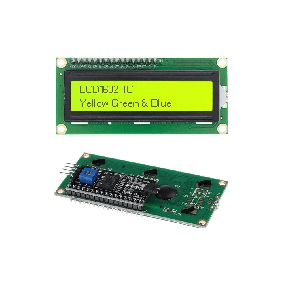 16x2 LCD Module Shield with I2C Interface – Yellow-Green Backlight Alphanumeric Display