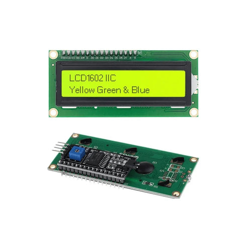 16x2 LCD Module Shield with I2C Interface – Yellow-Green Backlight Alphanumeric Display