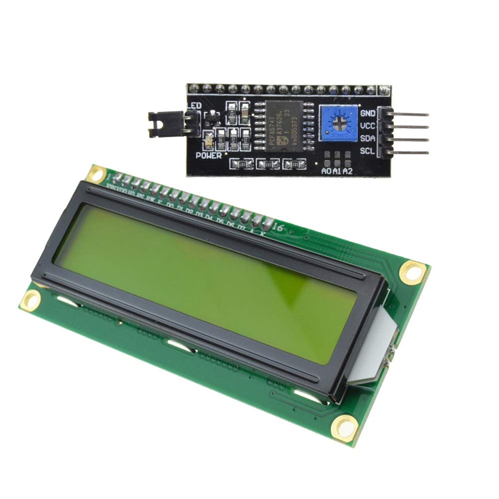 16x2 LCD Module Shield with I2C Interface – Yellow-Green Backlight Alphanumeric Display