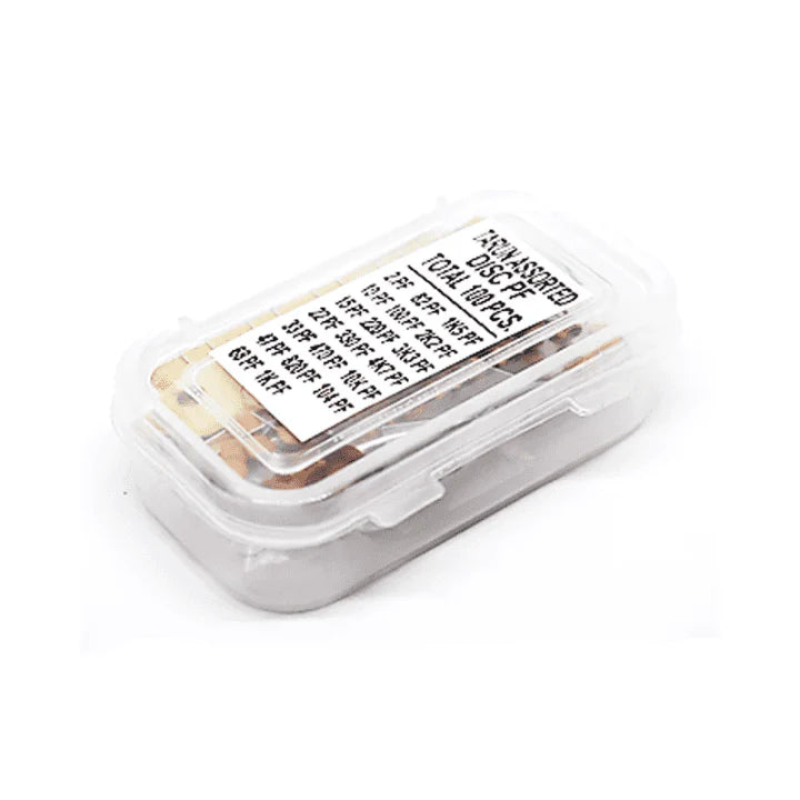 100 Pcs Ceramic Capacitor Assortment Kit – PF Value Disc Capacitors