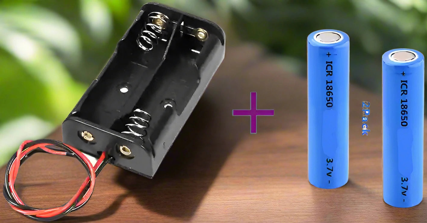 Pack of 2 – 18650 Li-ion 1200mAh 3.7V Batteries with 2-Cell Holder