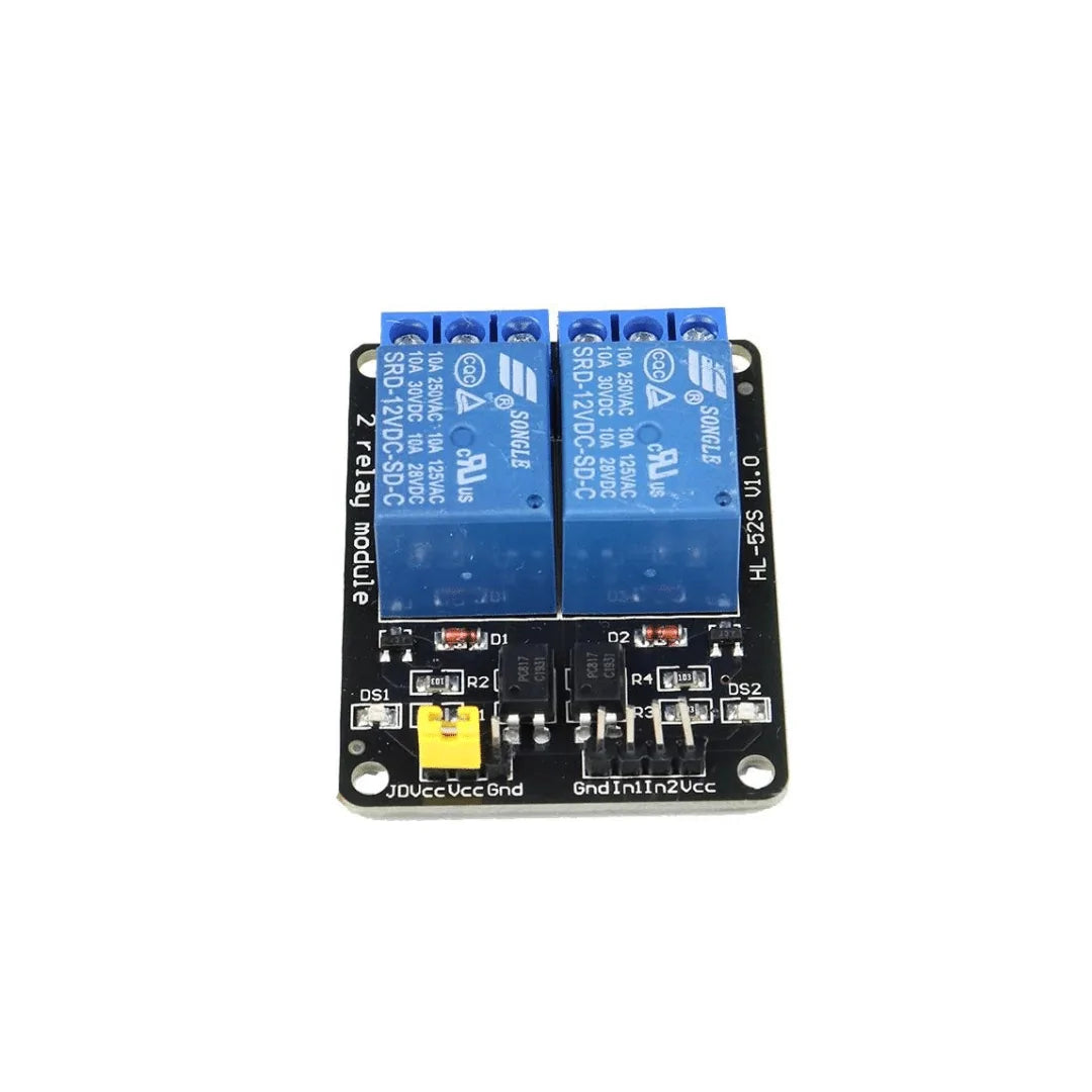 2-Channel 5V 10A Relay Module with Optocoupler – High-Current Switching with Electrical Isolation