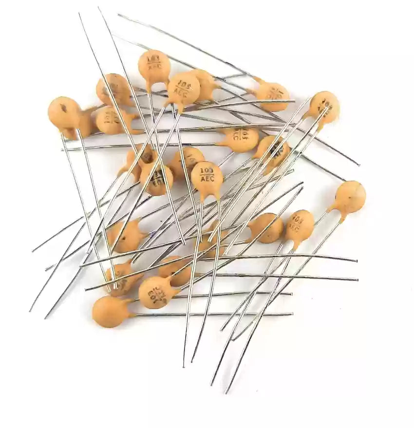Buy 0.01µF (103) Ceramic Capacitors – 50 Pcs | High-Quality Disc Capacitors