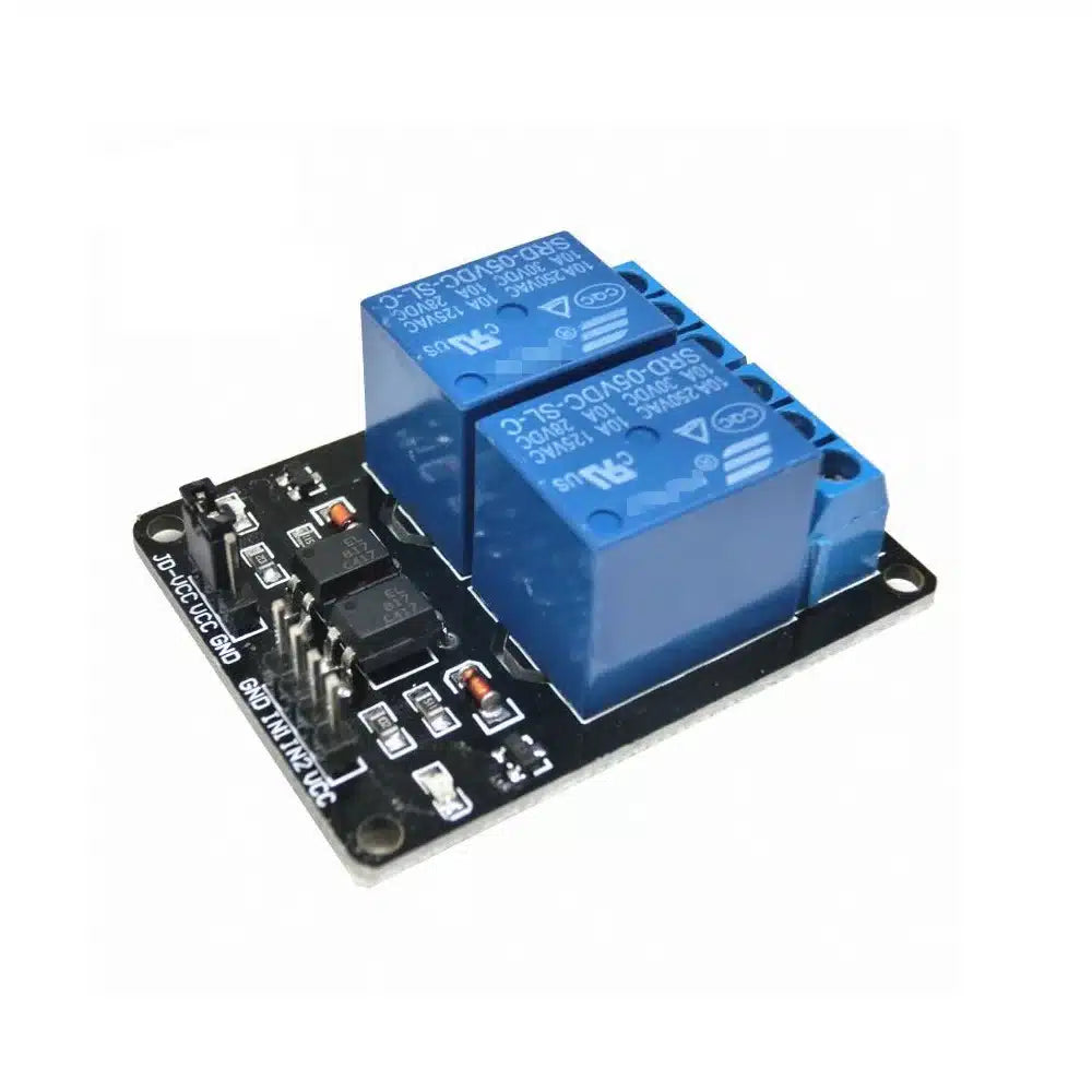 2-Channel 5V 10A Relay Module with Optocoupler – High-Current Switching with Electrical Isolation