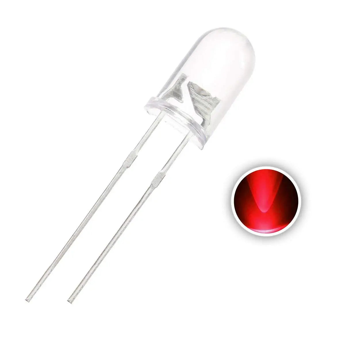 Pack of 50 – 5mm Bright Red Transparent LEDs