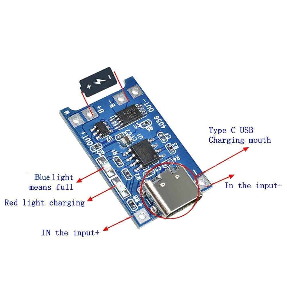 TP4056 1A Li-ion Lithium Battery Charging Module – Type C | Pack of 5