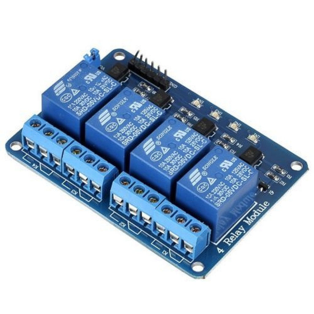 4-Channel 5V 10A Relay Module with Optocoupler – High-Current Switching with Electrical Isolation