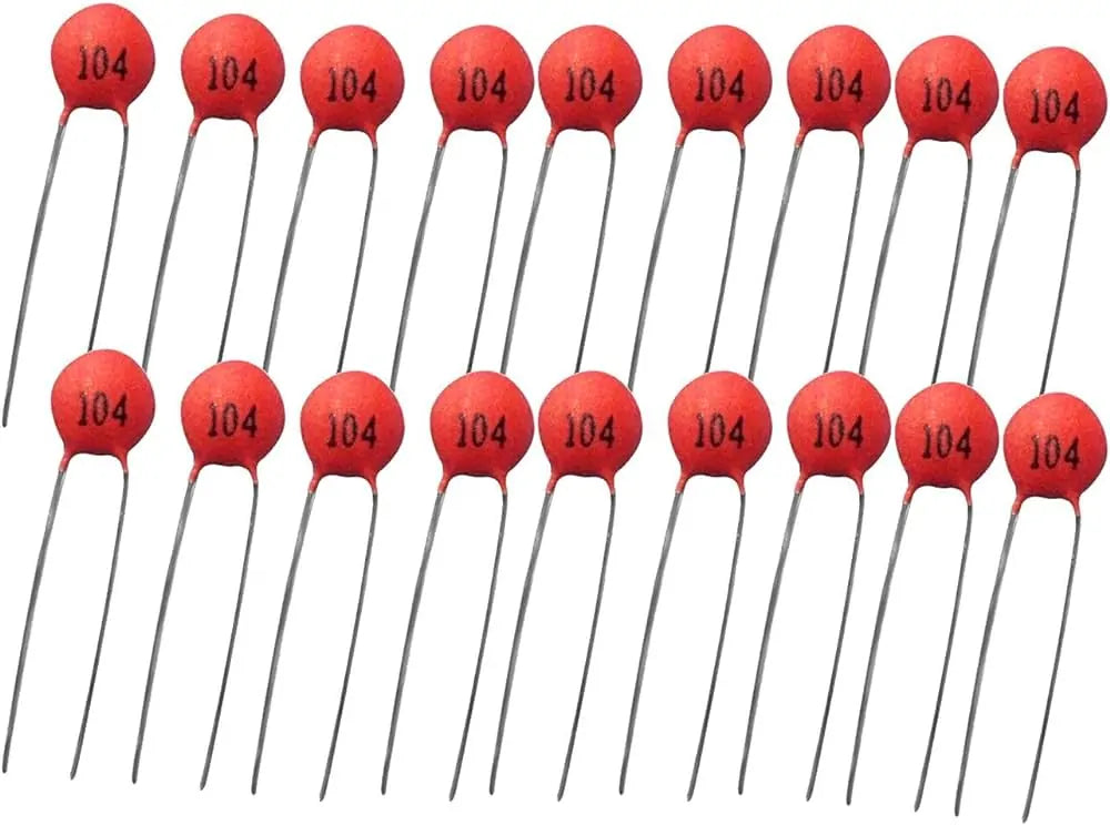 0.1µF (104) Ceramic Capacitor – 50 Pcs Pack