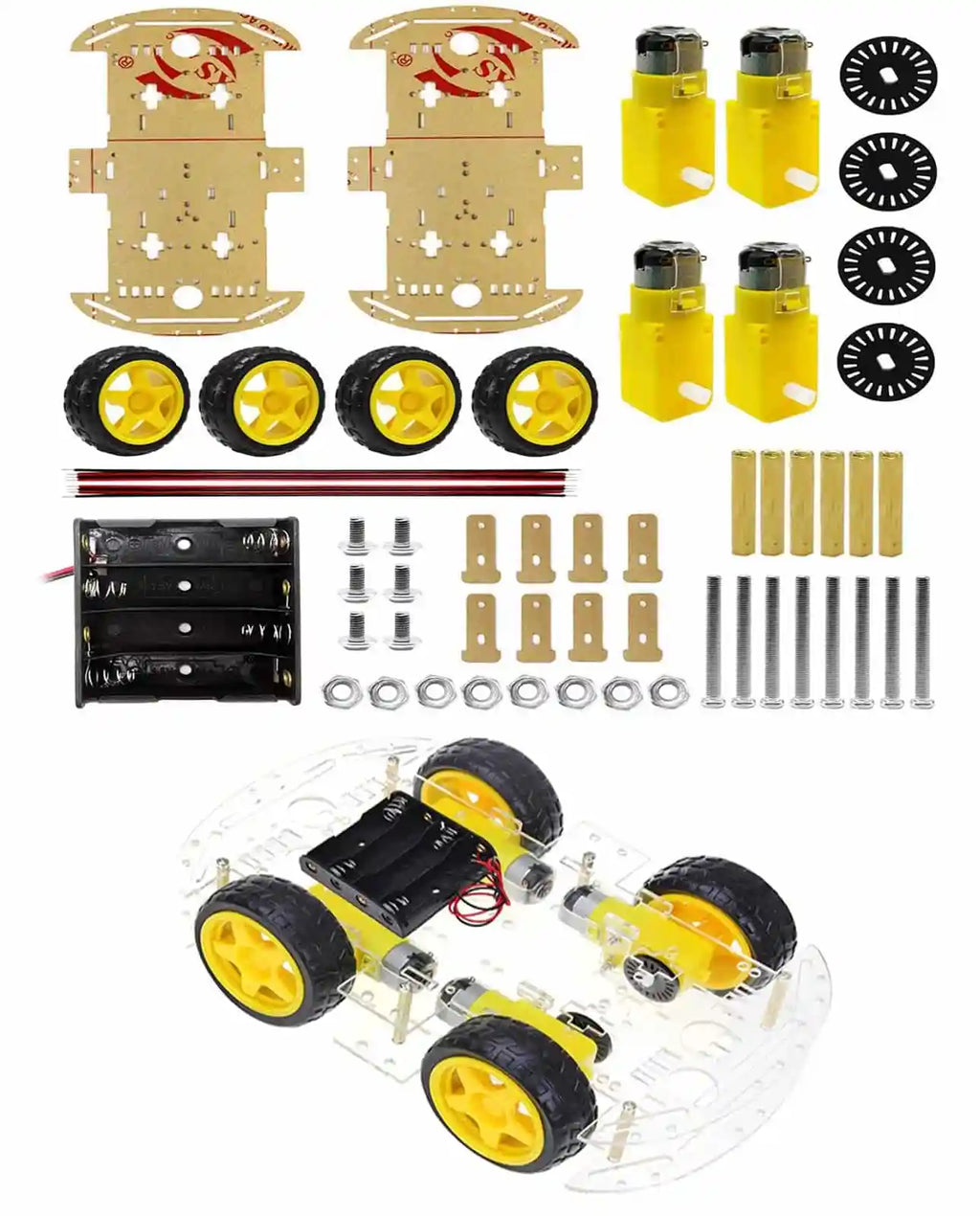 4 WD Double Layer Smart Car Chassis DIY Kit