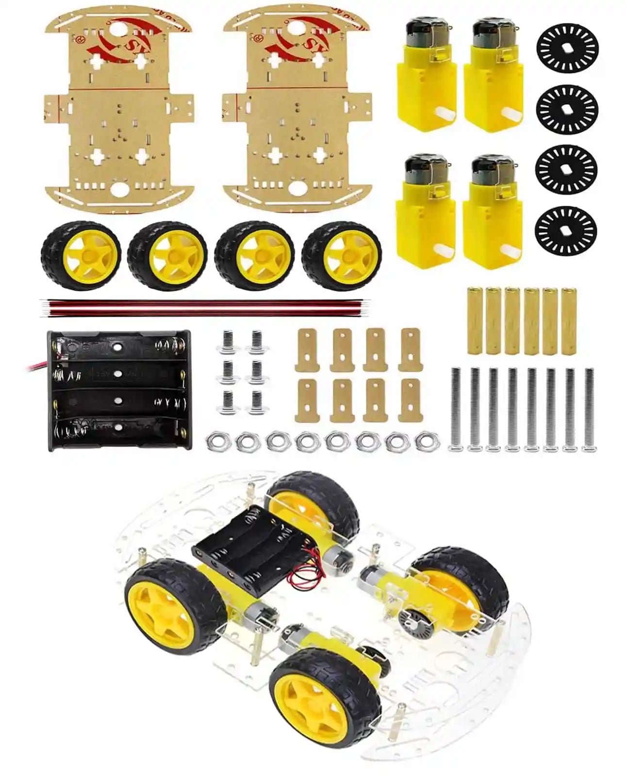 4 WD Double Layer Smart Car Chassis DIY Kit