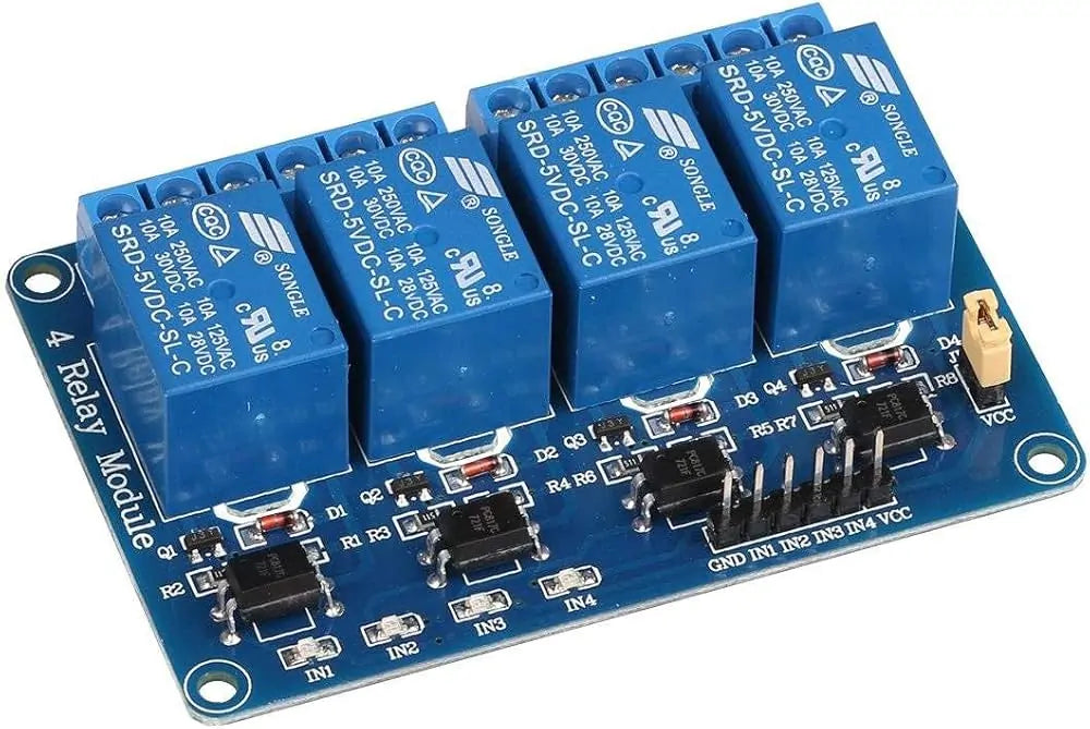4-Channel 5V 10A Relay Module with Optocoupler – High-Current Switching with Electrical Isolation