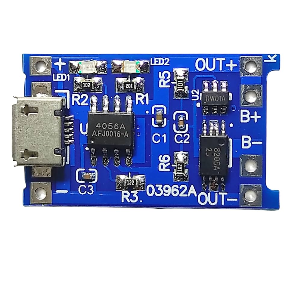TP4056 1A Li-ion Lithium Battery Charging Module – Micro USB Type | Pack of 5