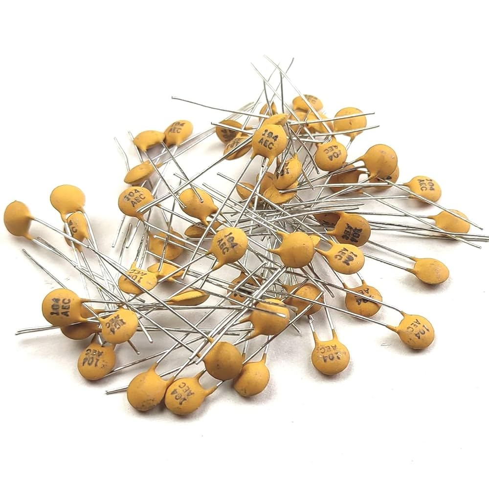0.1µF (104) Ceramic Capacitor – 50 Pcs Pack
