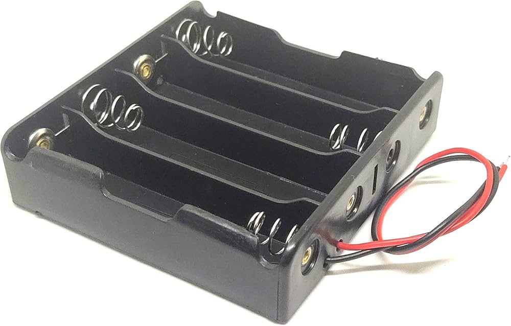4 Cell 18650 Battery Holder – 4x Slot Li-ion Battery Case with Leads for DIY Power Packs