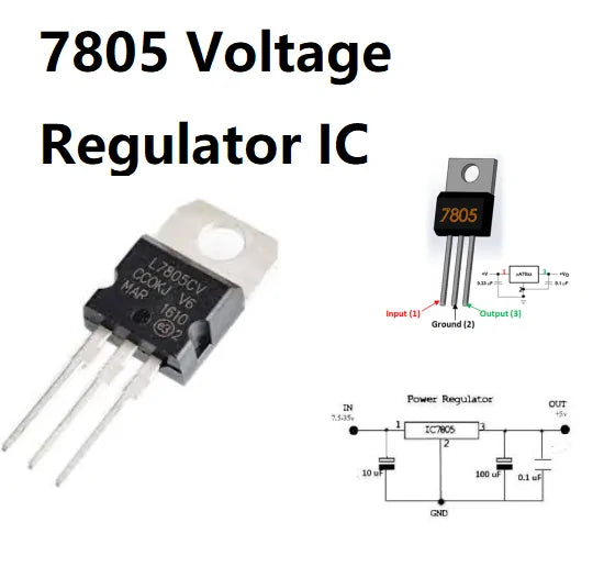 7805 Voltage Regulator IC – 5V Output | TO-220 Package | Pack of 2