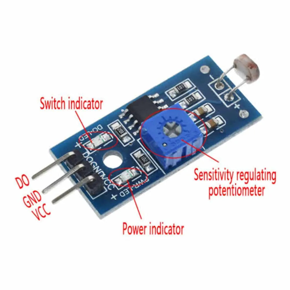 LM393 Optical Photosensitive LDR light sensor module for Arduino Shield DC 3-5V - Pack of 2