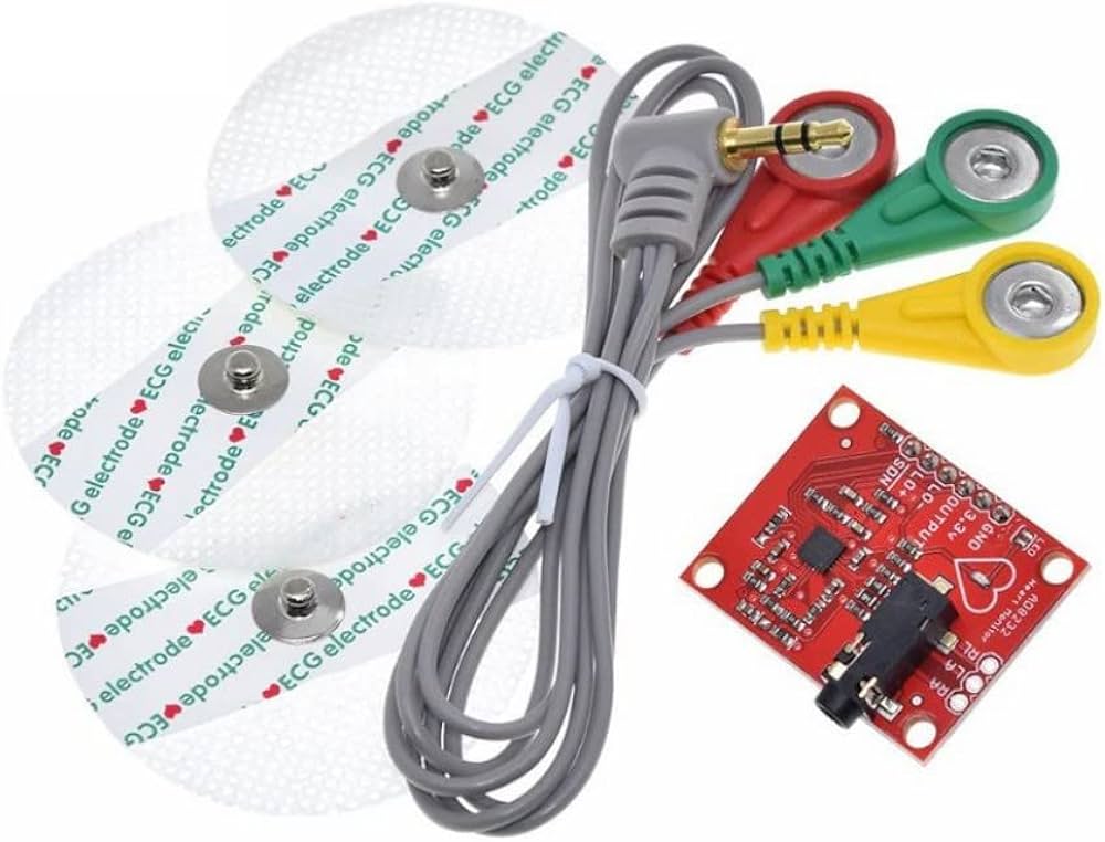 Heart Rate Monitor Kit with AD8232 ECG Sensor Module – High-Quality Bio-Signal Tracking