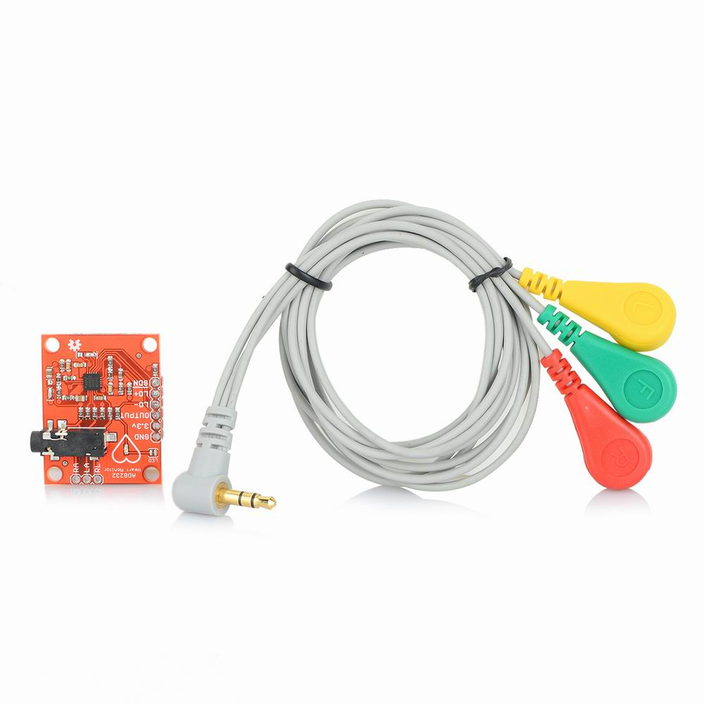 Heart Rate Monitor Kit with AD8232 ECG Sensor Module – High-Quality Bio-Signal Tracking