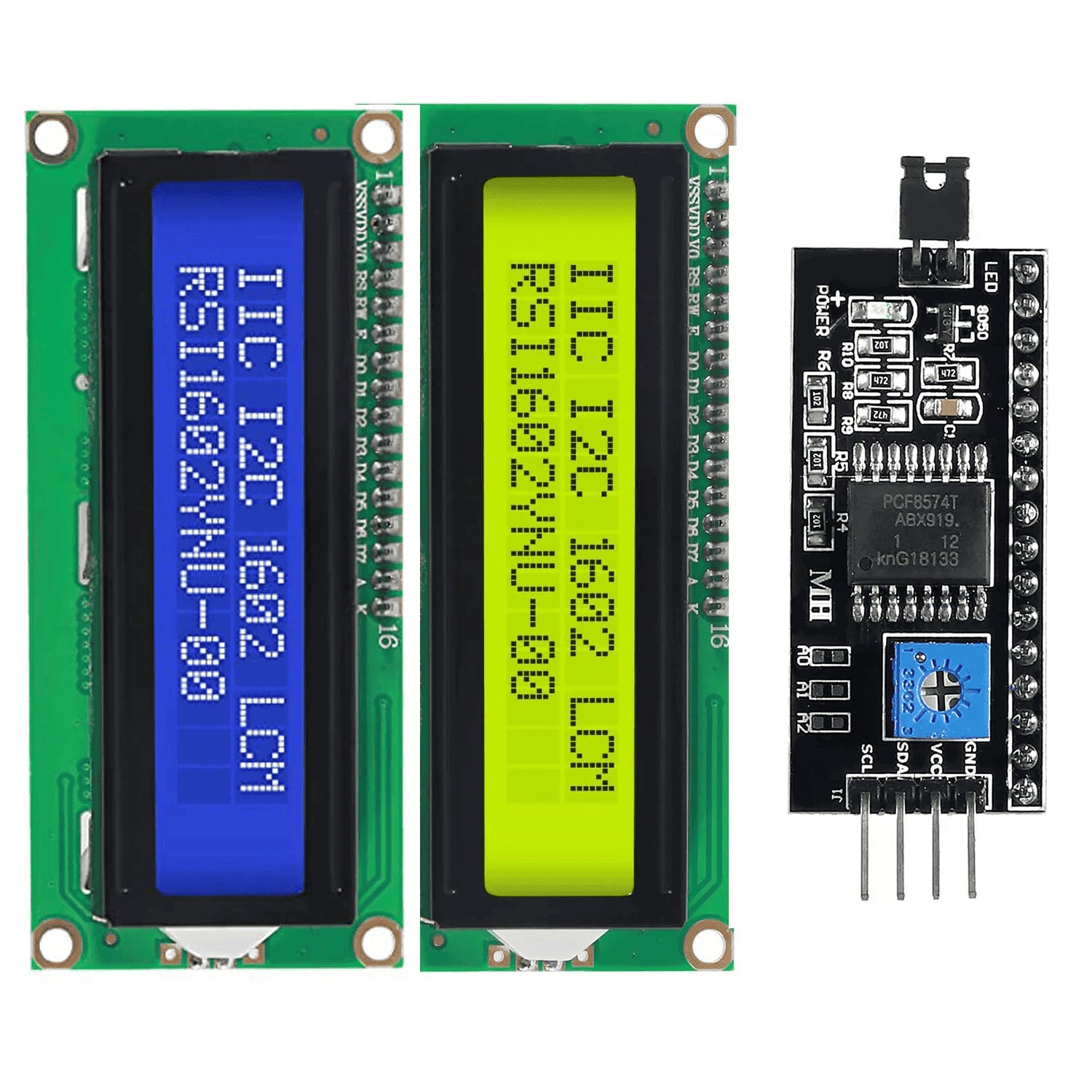16x2 LCD Module Shield with I2C Interface – Yellow-Green Backlight Alphanumeric Display