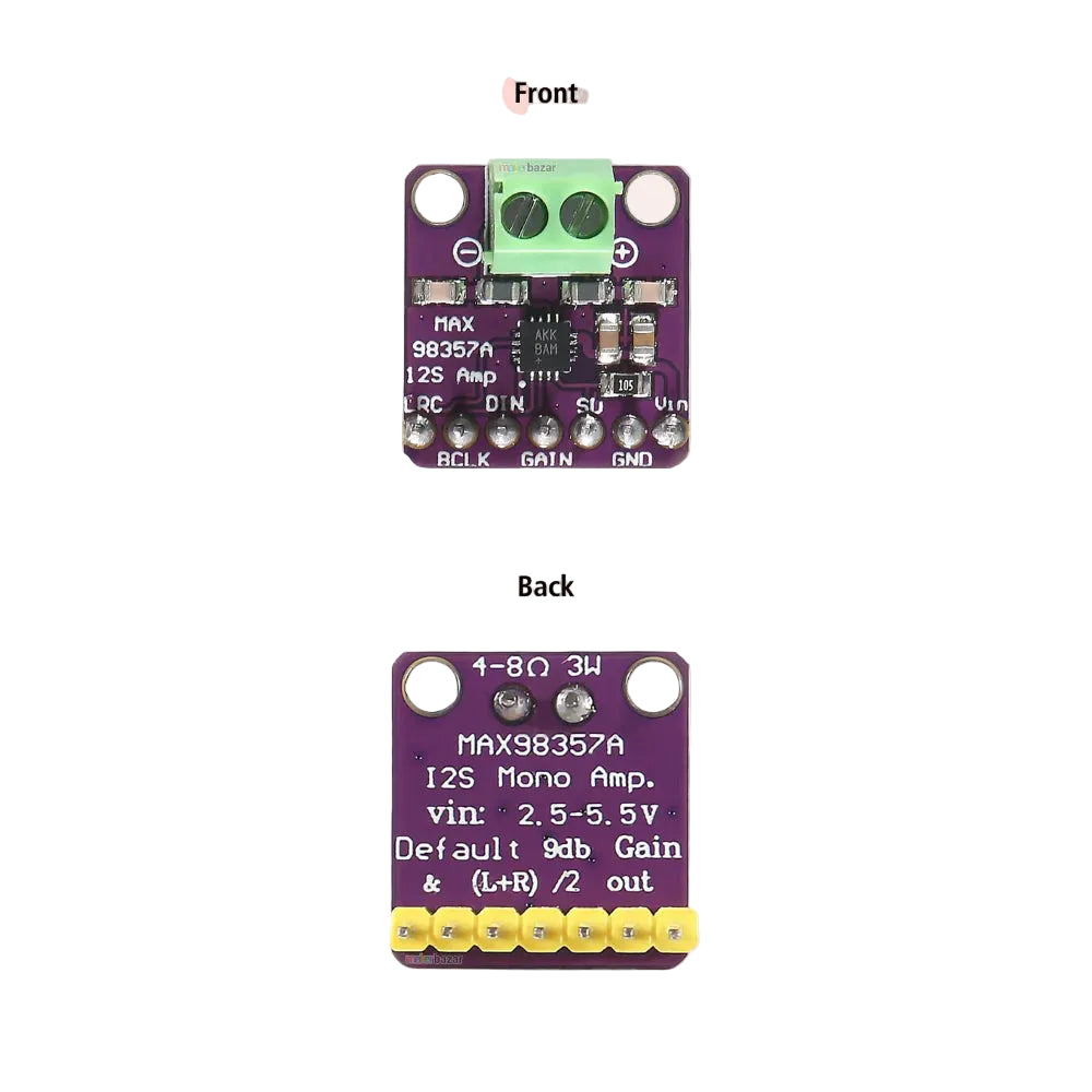 MAX98357 I2S 3W Class-D Audio Amplifier Decoder Module for ESP32, Raspberry Pi & Arduino