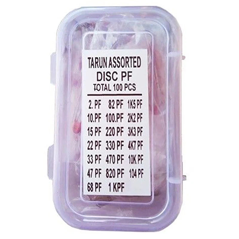 100 Pcs Ceramic Capacitor Assortment Kit – PF Value Disc Capacitors