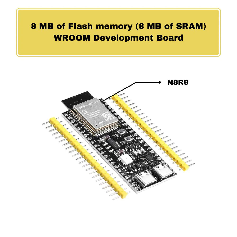 ESP32-S3-WROOM-1 Development Board (N8R8) – WiFi + BLE AI IoT Board with 8MB Flash & 8MB PSRAM