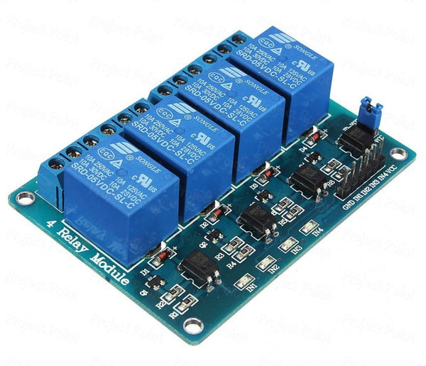 4-Channel 5V 10A Relay Module with Optocoupler – High-Current Switching with Electrical Isolation