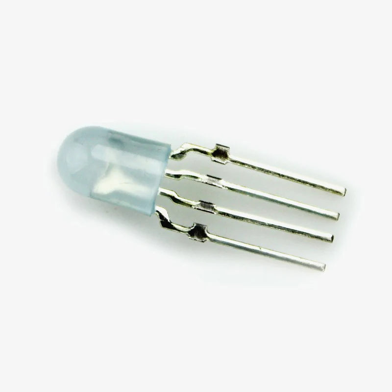 5mm Round RGB LED 4-Pin Through Hole White Diffused (Common Anode) – Pack of 20