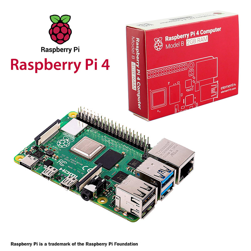 Raspberry Pi 4 Model B 2GB RAM – Quad-Core Single Board Computer with Wi-Fi, Bluetooth, USB 3.0 & Gigabit Ethernet