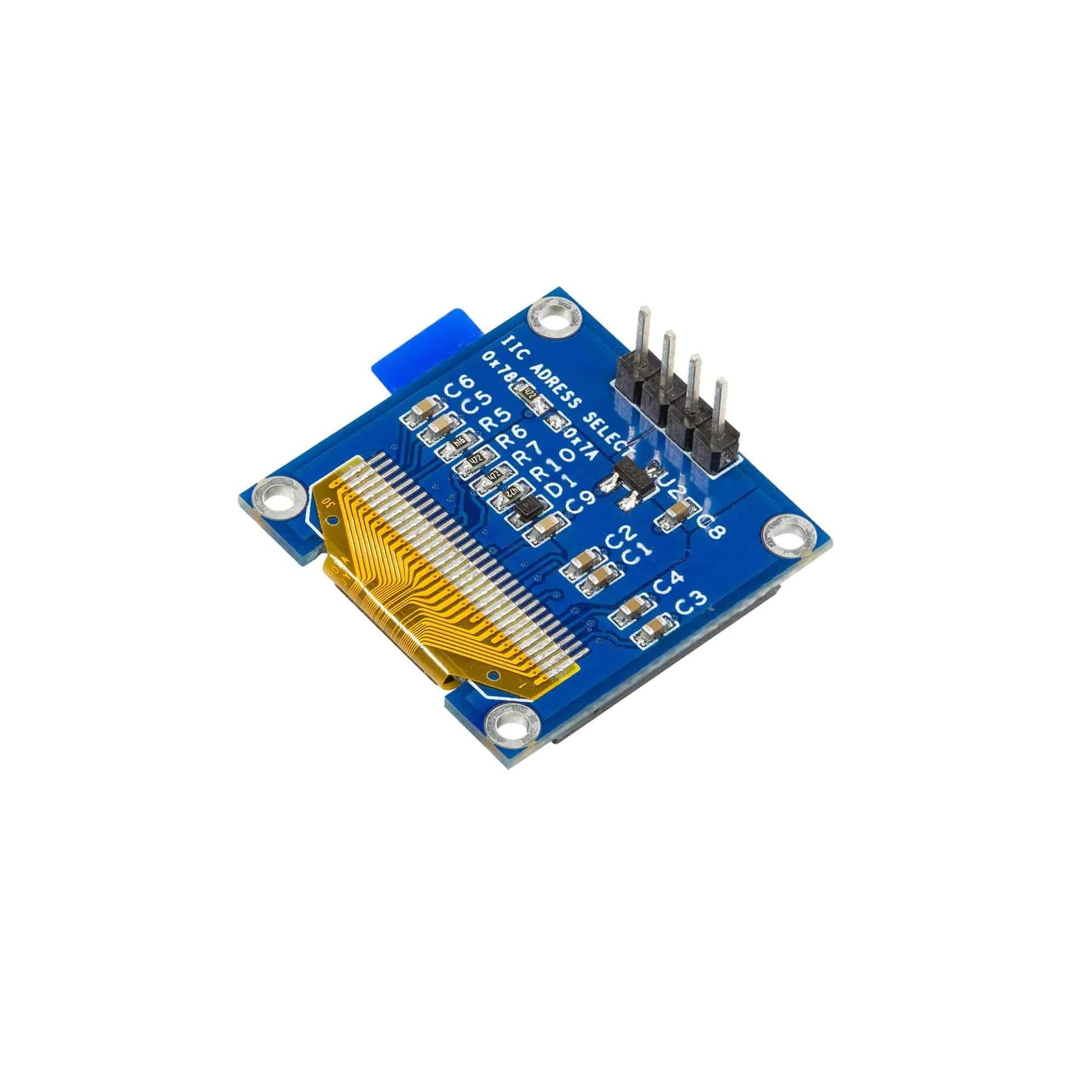 0.96 Inch OLED Display Module – I2C/IIC 128x64 Pixels (4-Pin VGSS) Monochrome Screen for Arduino, ESP32, Raspberry Pi & Embedded Systems