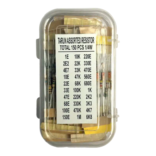 150 Pcs Resistor Box Kit – Assorted Resistor Set (1/4W, 5% Tolerance) for DIY & Electronics Projects