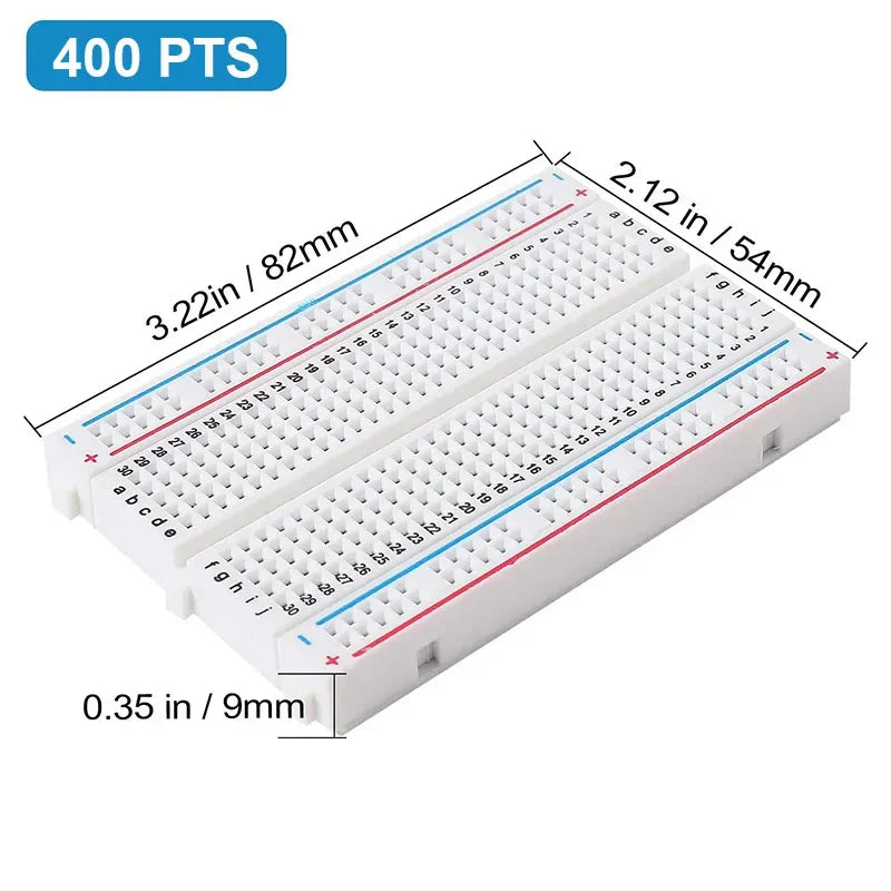 400 Points Solderless Breadboard – Ideal for Prototyping and DIY Electronics Projects