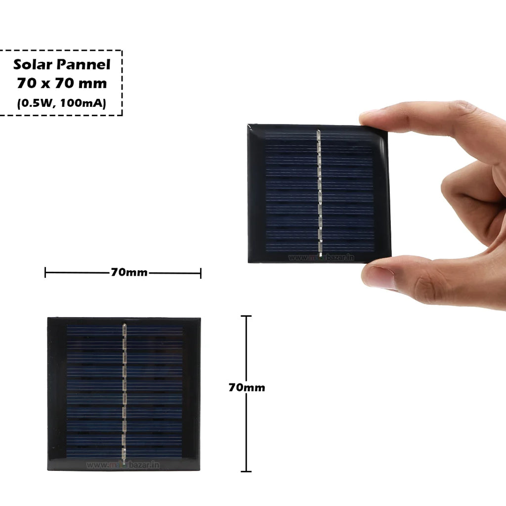 70×70mm Mini Solar Panel – Compact Solar Power Module for DIY Electronics, Arduino & IoT Projects