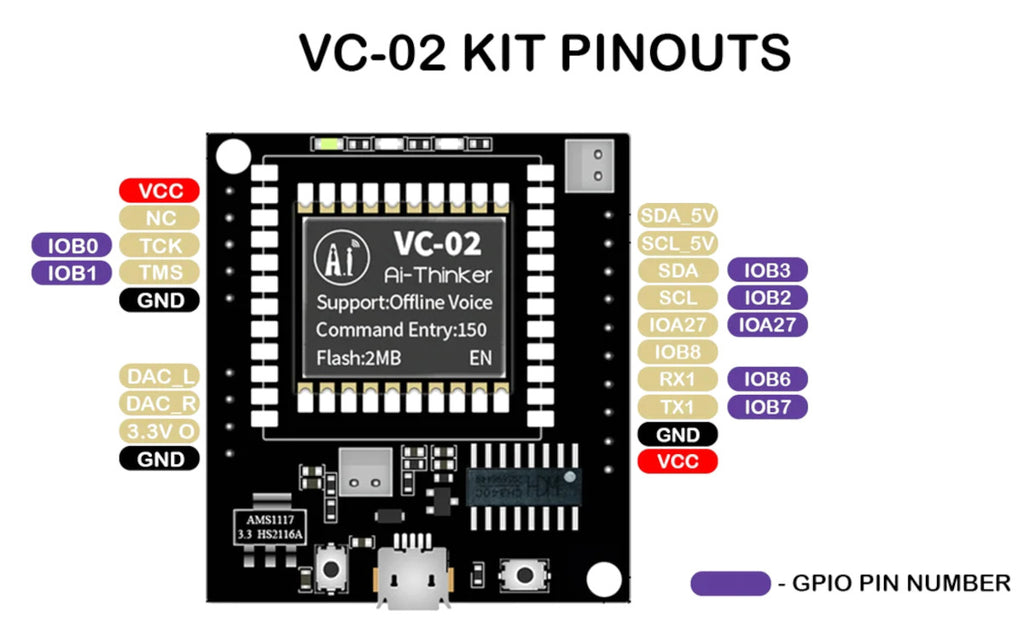 VC-02 Offline Speech Recognition Module for Arduino, ESP32 & IoT Voice Control