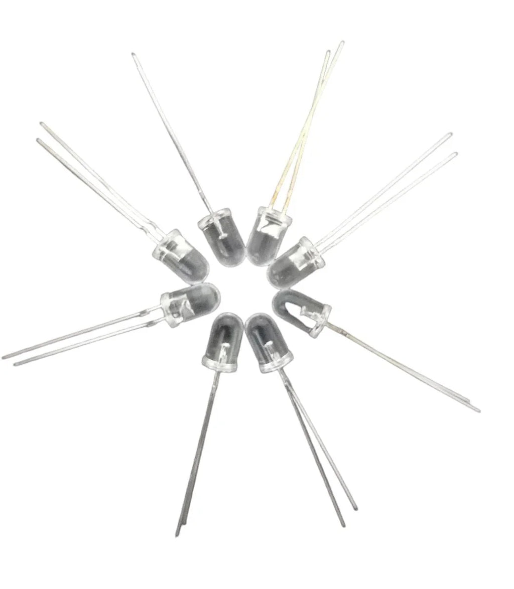 Pack of 50 – 5mm Bright Red Transparent LEDs