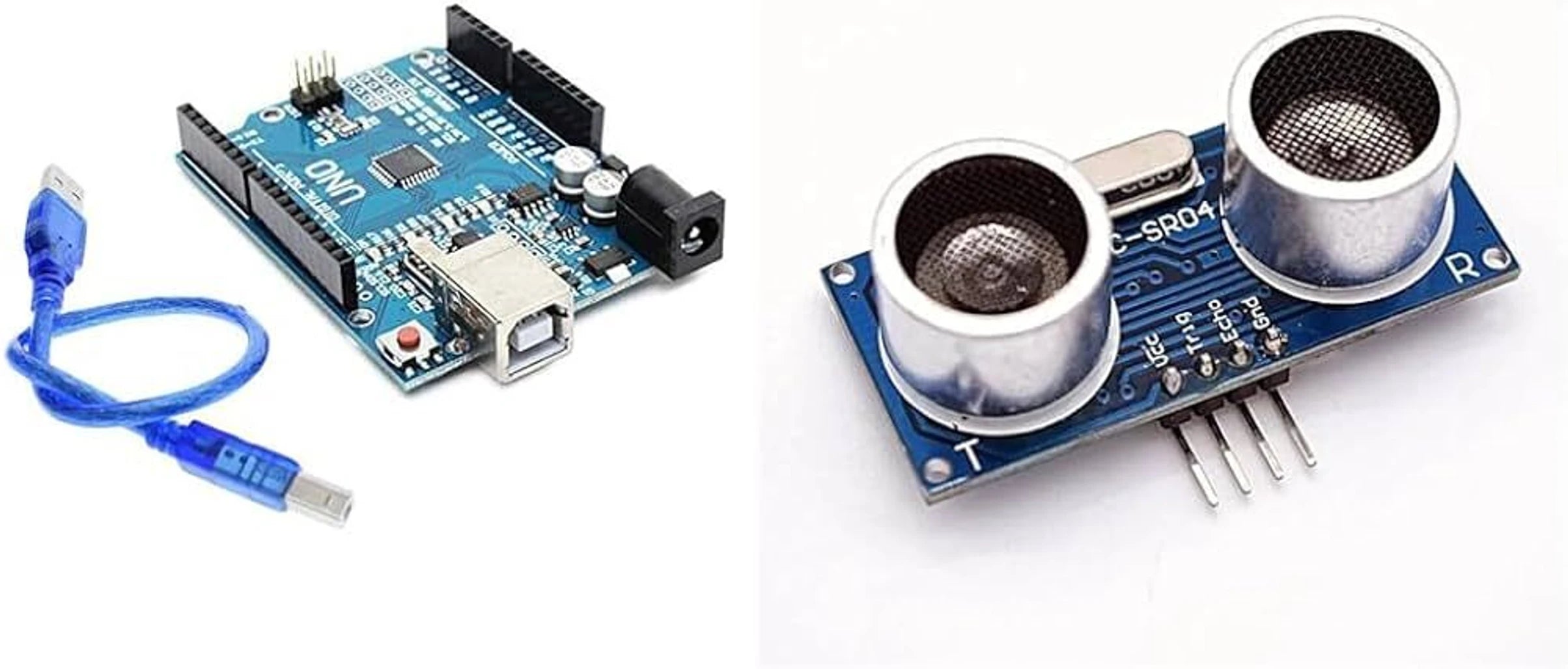 Arduino UNO R3 SMD Board with USB Cable & HC-SR04 Ultrasonic Sensor Kit – Beginner Starter Combo