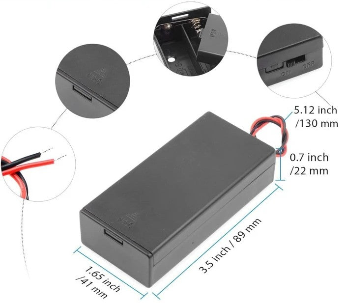 2-Cell 18650 Battery Holder with Cover