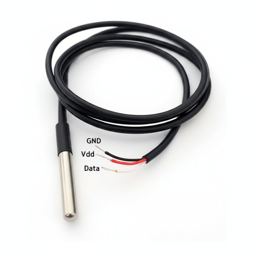 DS18B20 Waterproof Temperature Sensor Probe (1 Meter) – Digital Temperature Sensor for Arduino, ESP32 & Raspberry Pi