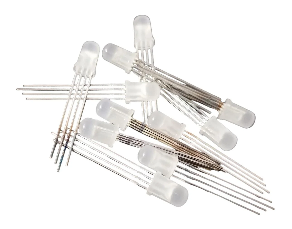 5mm Round RGB LED 4-Pin Through Hole White Diffused (Common Anode) – Pack of 20