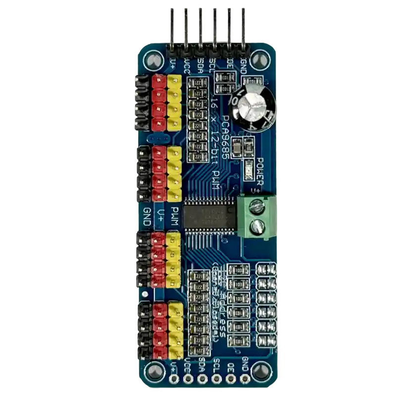 PCA9685 16-Channel 12-Bit PWM Servo Motor Driver Module – I2C Controller for Arduino, ESP32 & Raspberry Pi