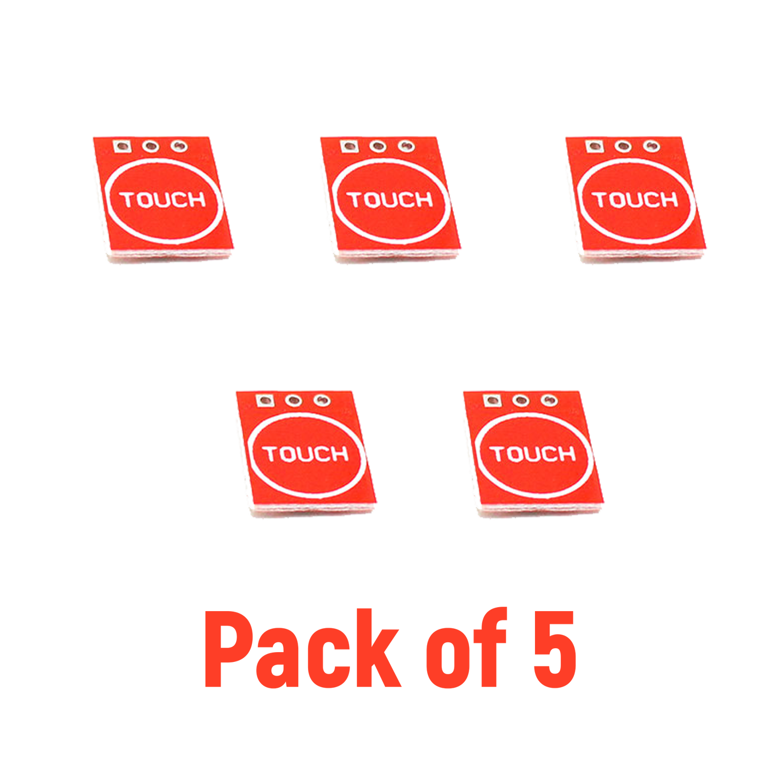 TTP223 1-Channel Capacitive Touch Sensor Module – Red Color (Pack of 5) for Arduino, ESP32, Raspberry Pi & Touch-Based DIY Projects